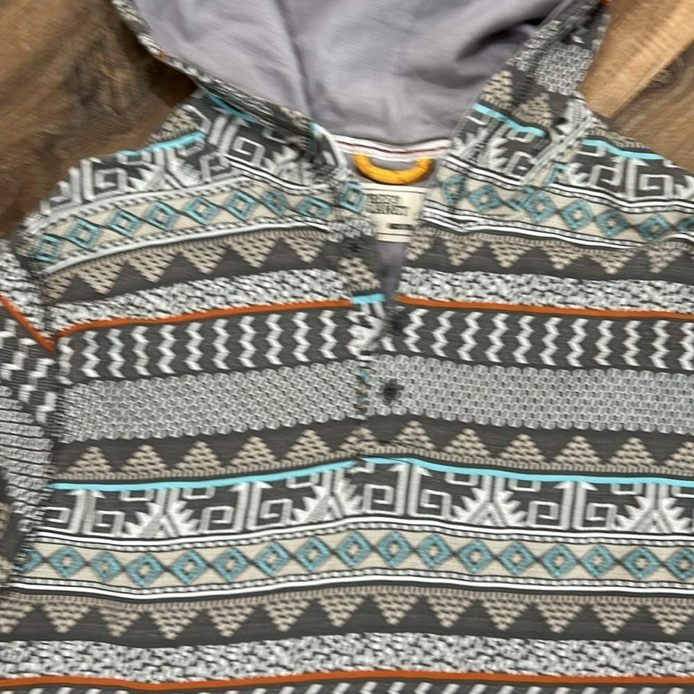 Free Planet 100% cotton Aztec pattern hoodie sweatshirt size Medium gray - Picture 2 of 14